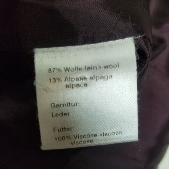 Arkis Womens Wool Alpaca Tweed Blazer Size 8 Leather Trim Dark Academia Career - Picture 9 of 10